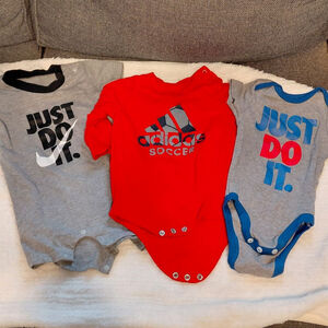 3 Adidas Nike 0-6 months excellent condition onesies